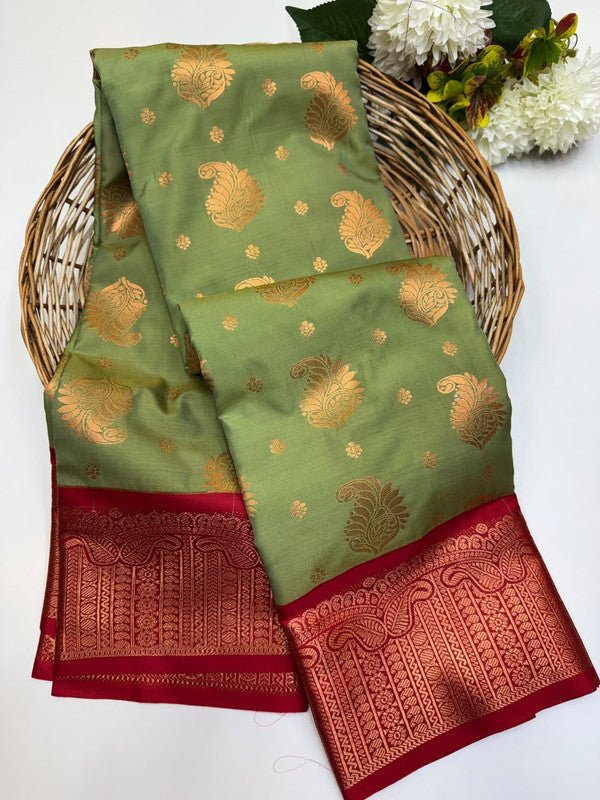 Sundari Semi Silk Saree with elegant zari work for wedding wear