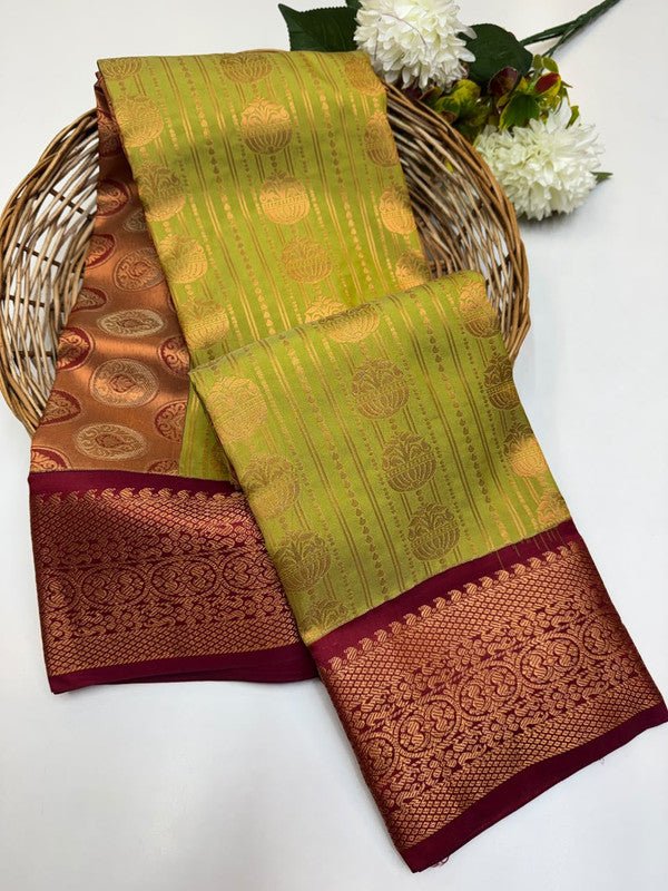 Sundari Semi Silk Saree with elegant zari work for wedding wear