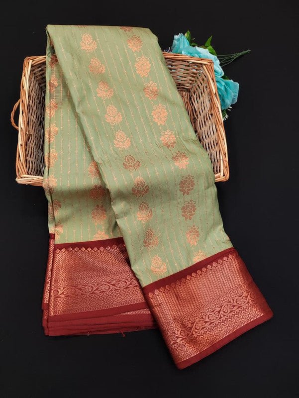 Sundari Semi Silk Saree with elegant zari work for wedding wear