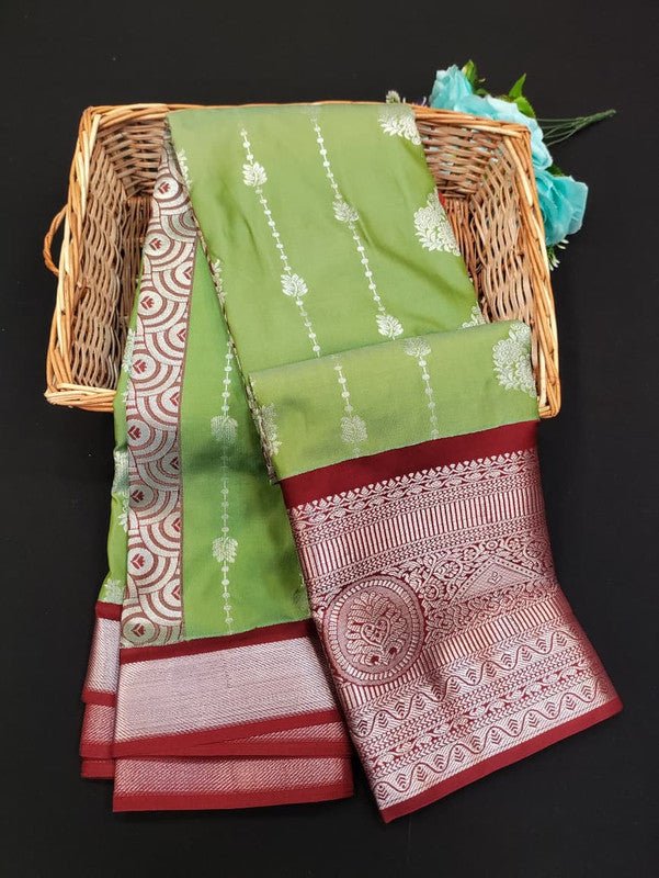 Sundari Semi Silk Saree with elegant zari work for wedding wear
