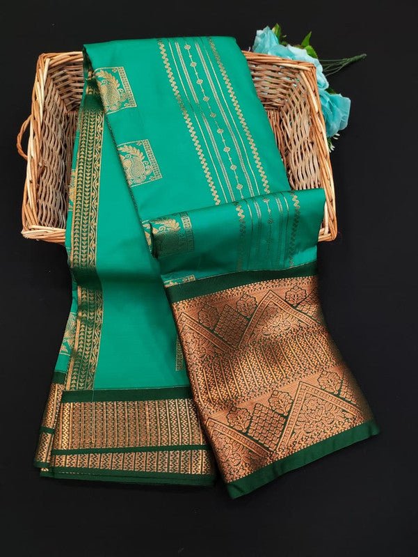 Sundari Semi Silk Saree with elegant zari work for wedding wear