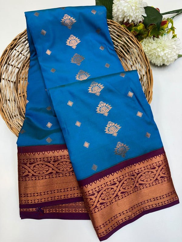 Sundari Semi Silk Saree with elegant zari work for wedding wear