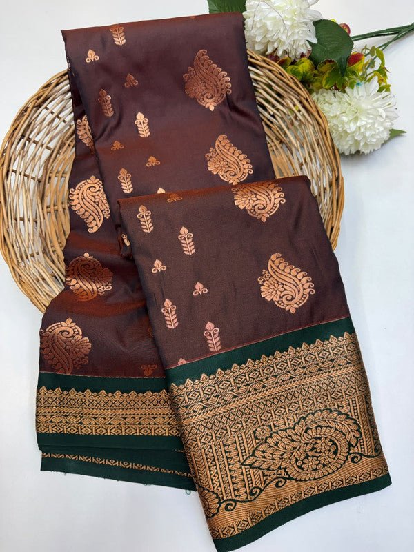 Sundari Semi Silk Saree with elegant zari work for wedding wear