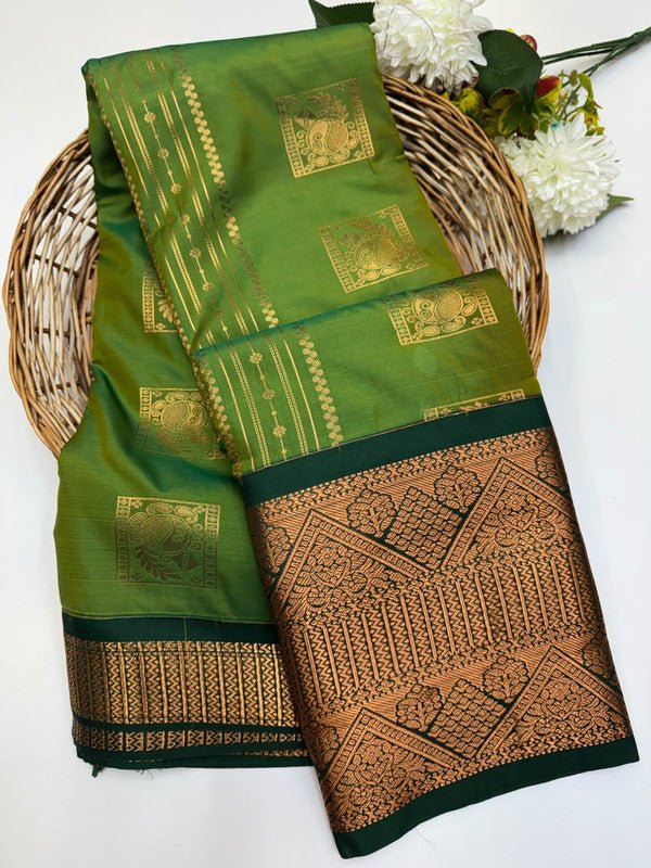 Sundari Semi Silk Saree with elegant zari work for wedding wear