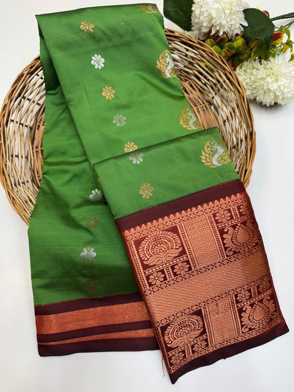 Sundari Semi Silk Saree with elegant zari work for wedding wear