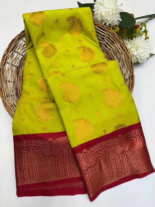 Sundari Semi Silk Saree with elegant zari work for wedding wear
