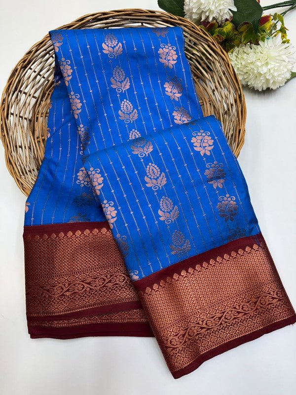 Sundari Semi Silk Saree with elegant zari work for wedding wear