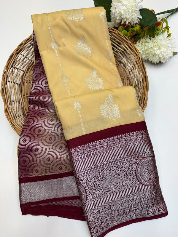 Sundari Semi Silk Saree with elegant zari work for wedding wear