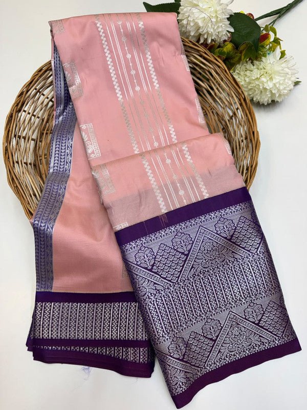 Sundari Semi Silk Saree with elegant zari work for wedding wear