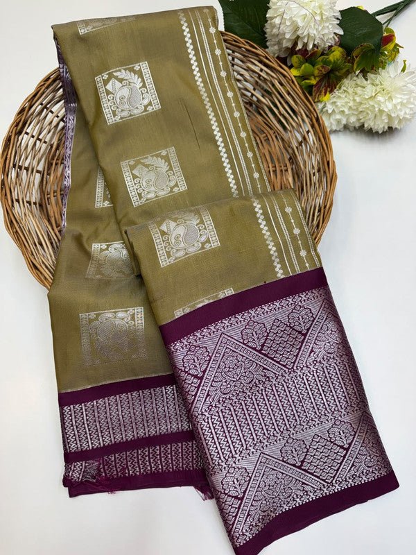 Sundari Semi Silk Saree with elegant zari work for wedding wear