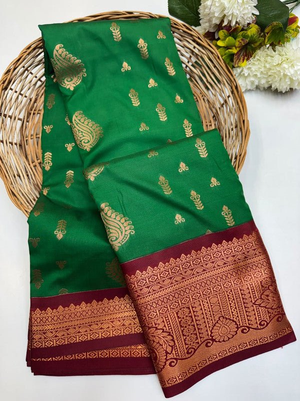 Sundari Semi Silk Saree with elegant zari work for wedding wear