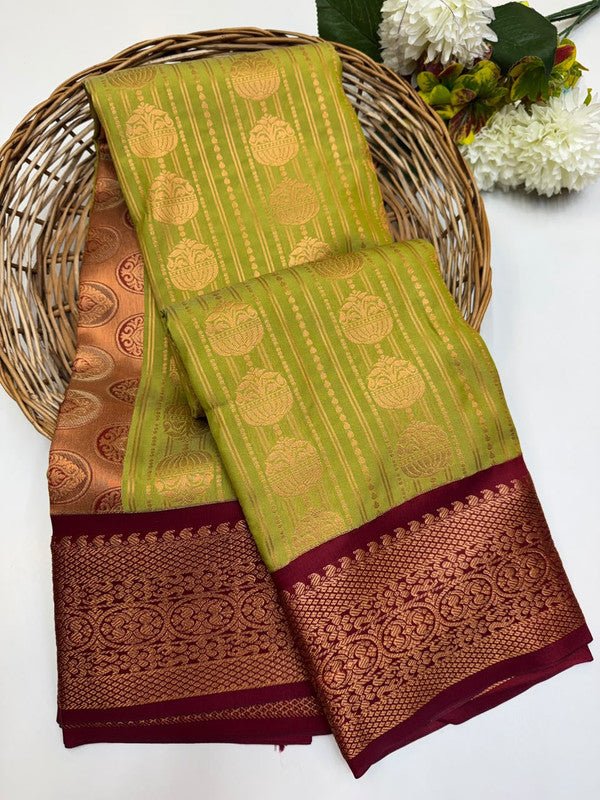 Sundari Semi Silk Saree with elegant zari work for wedding wear