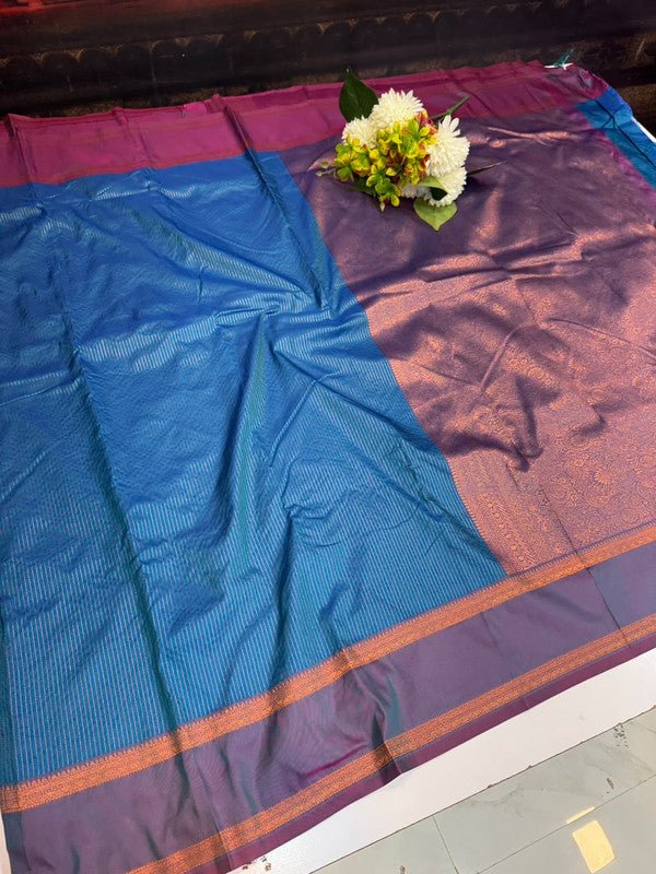 Varalakshmi Silk Zari Saree for Wedding Wear with Plain Blouse