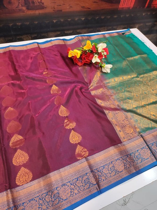 Premium Velvet Silk Saree with Zari Work for Wedding Wear