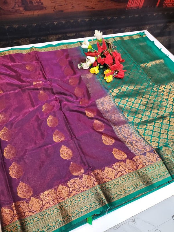 Premium Velvet Silk Saree with Zari Work for Wedding Wear