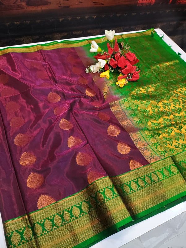 Premium Velvet Silk Saree with Zari Work for Wedding Wear