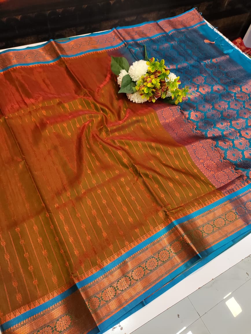 Velvet Silk Festival Saree with Traditional Zari Design