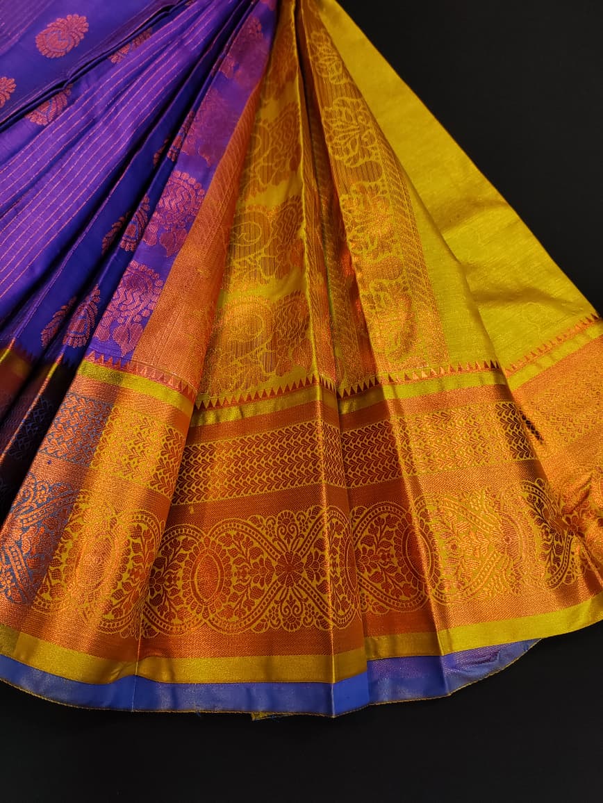 Velvet Silk |Zari Saree with Contrast Blouse| VY01 - Sri Sakthi Pugazh Tex VY01 - Velvet Silk Saree