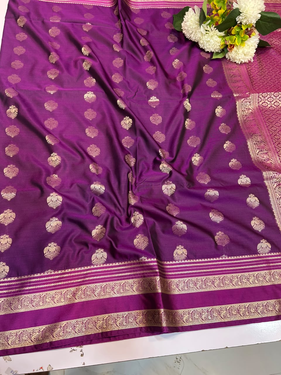 Elegant Warm Semi Silk Saree for party wear with plain blouse