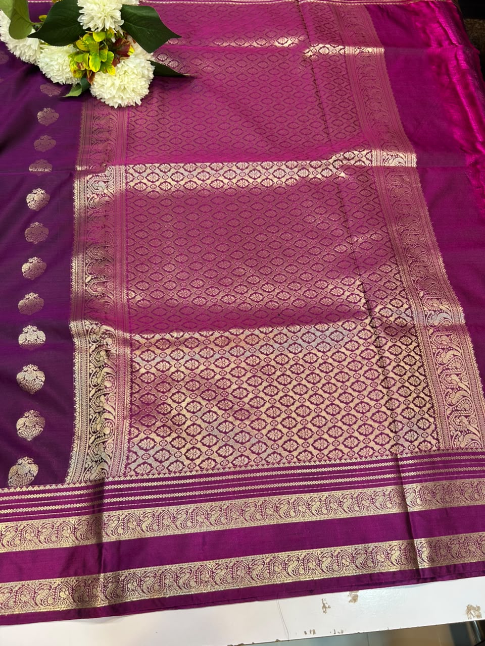 Elegant Warm Semi Silk Saree for party wear with plain blouse