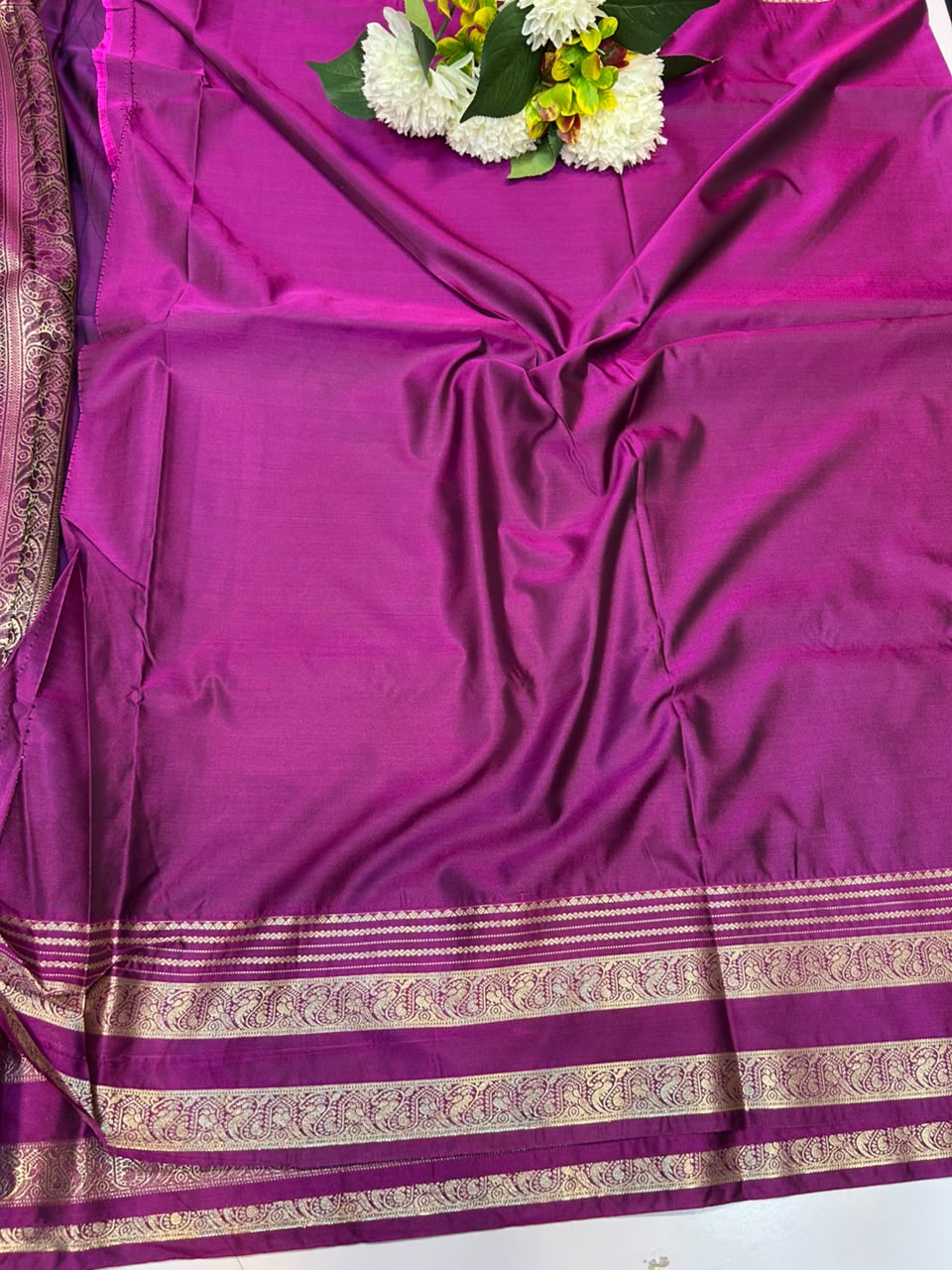 Elegant Warm Semi Silk Saree for party wear with plain blouse