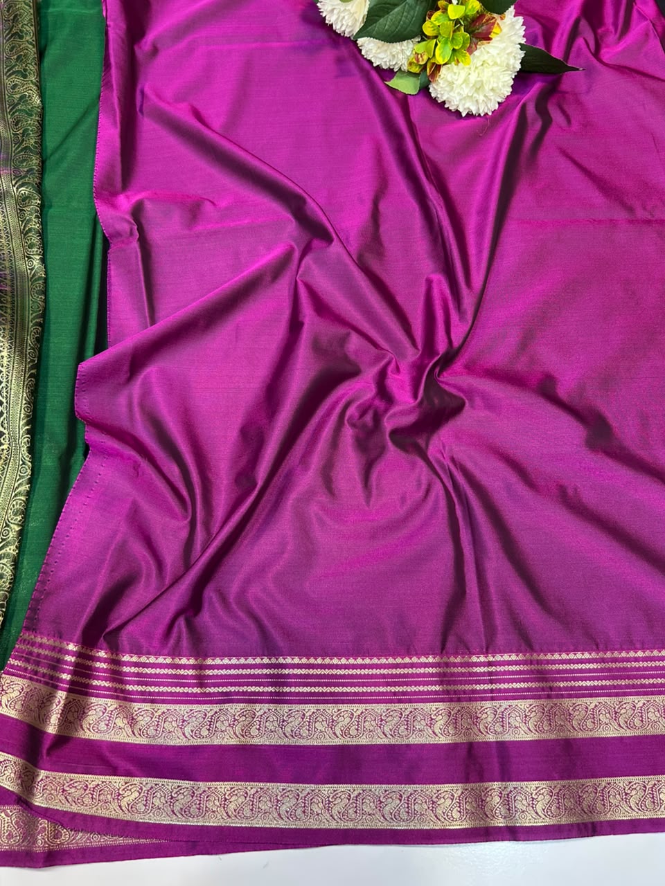 Elegant Warm Semi Silk Saree for party wear with plain blouse