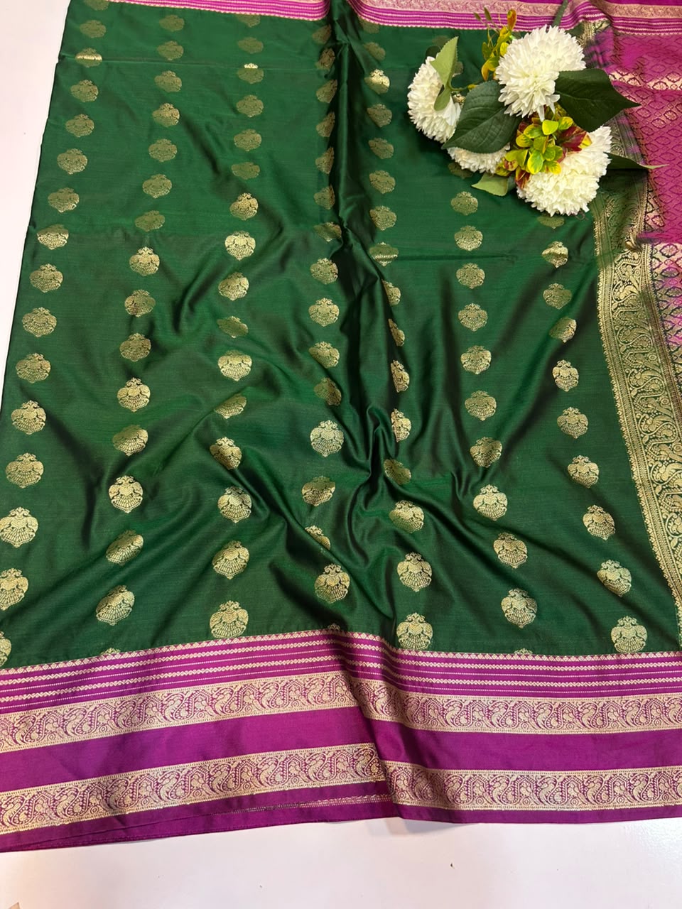 Elegant Warm Semi Silk Saree for party wear with plain blouse