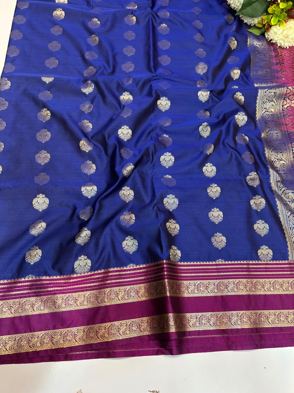 Elegant Warm Semi Silk Saree for party wear with plain blouse