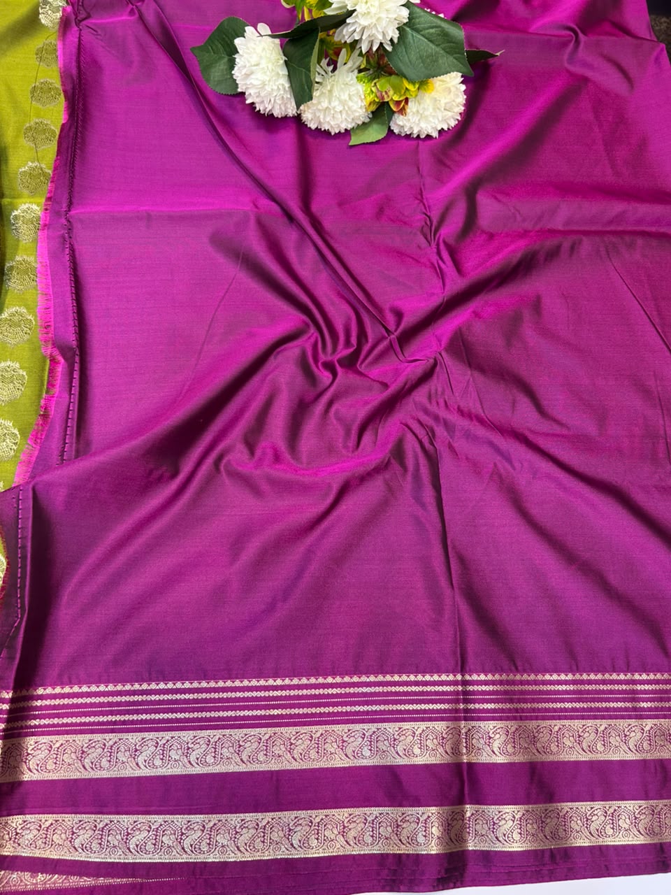 Elegant Warm Semi Silk Saree for party wear with plain blouse